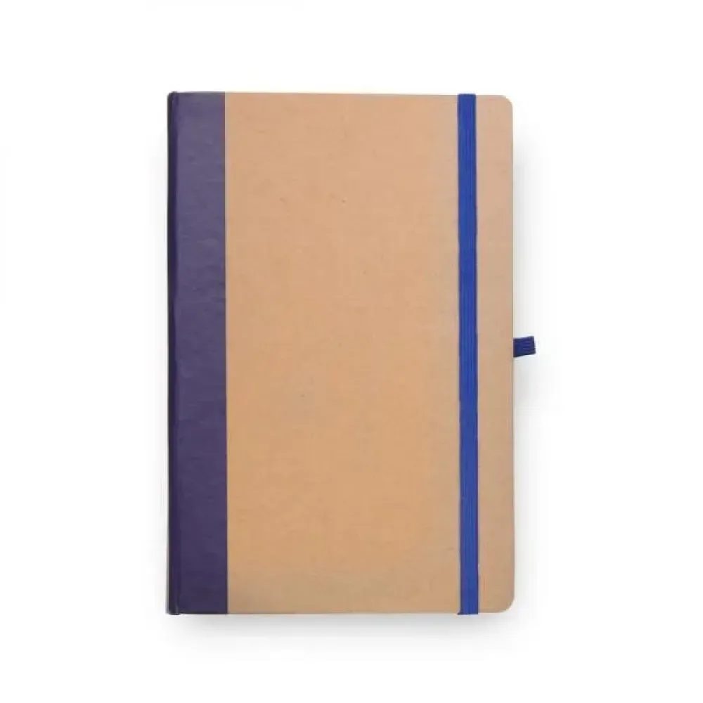 CADERNETA S/ PAUTA - 14X21CM - BEGE/AZUL