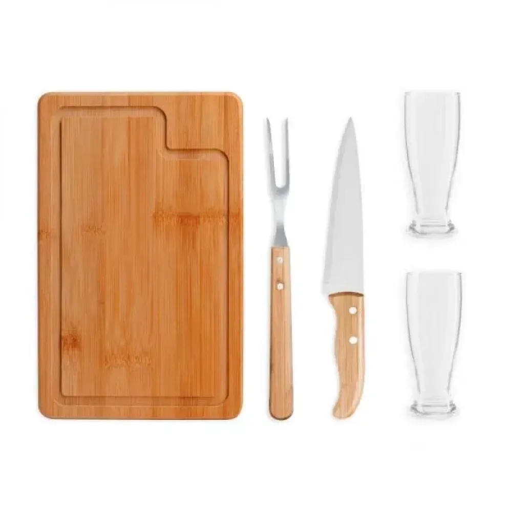 KIT PARA CHURRASCO COM COPOS - 5 PÇS