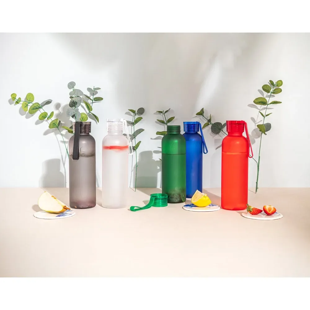 CARGNIN. Squeeze esportiva em PET 100% reciclado, com acabamento fosco 600 mL