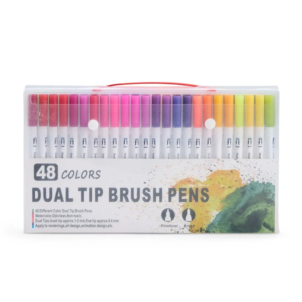 Kit Canetinhas Ponta Dupla Com 48 Cores