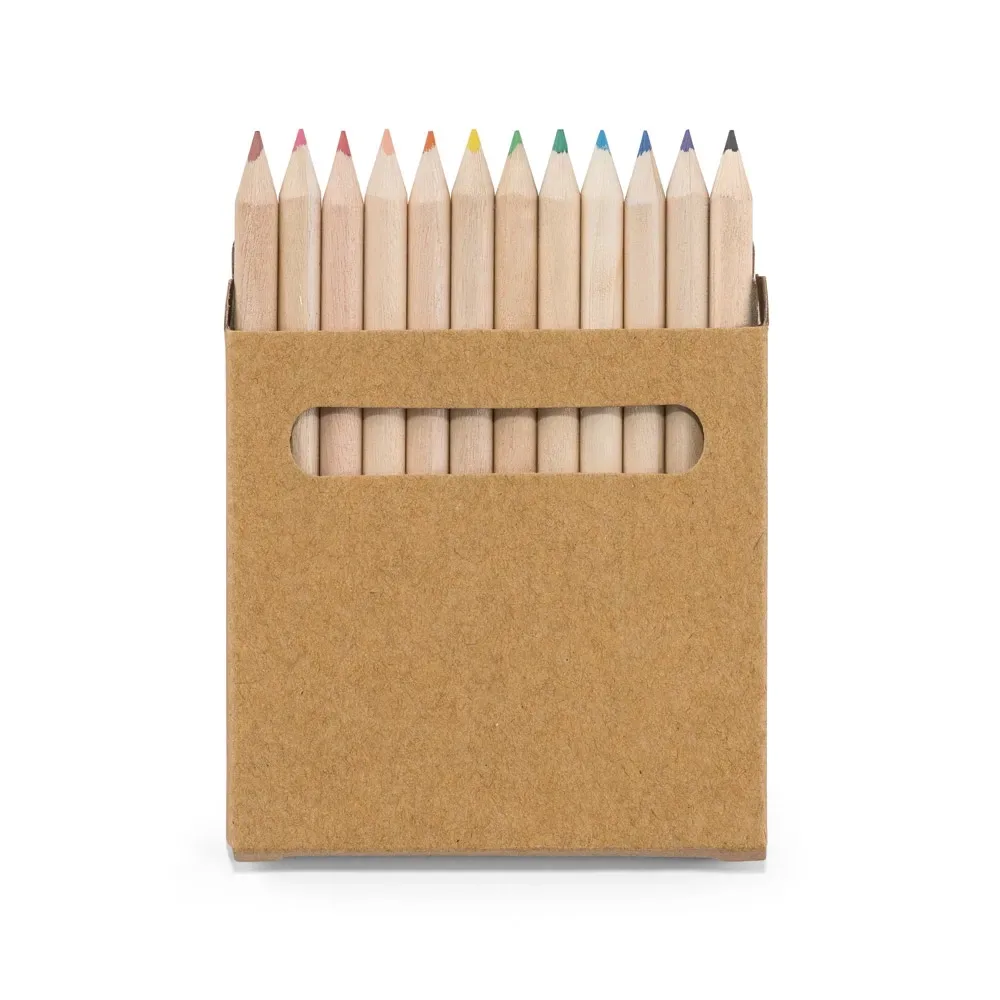 COLOURED. Caixa de cartão com 12 mini lápis de cor