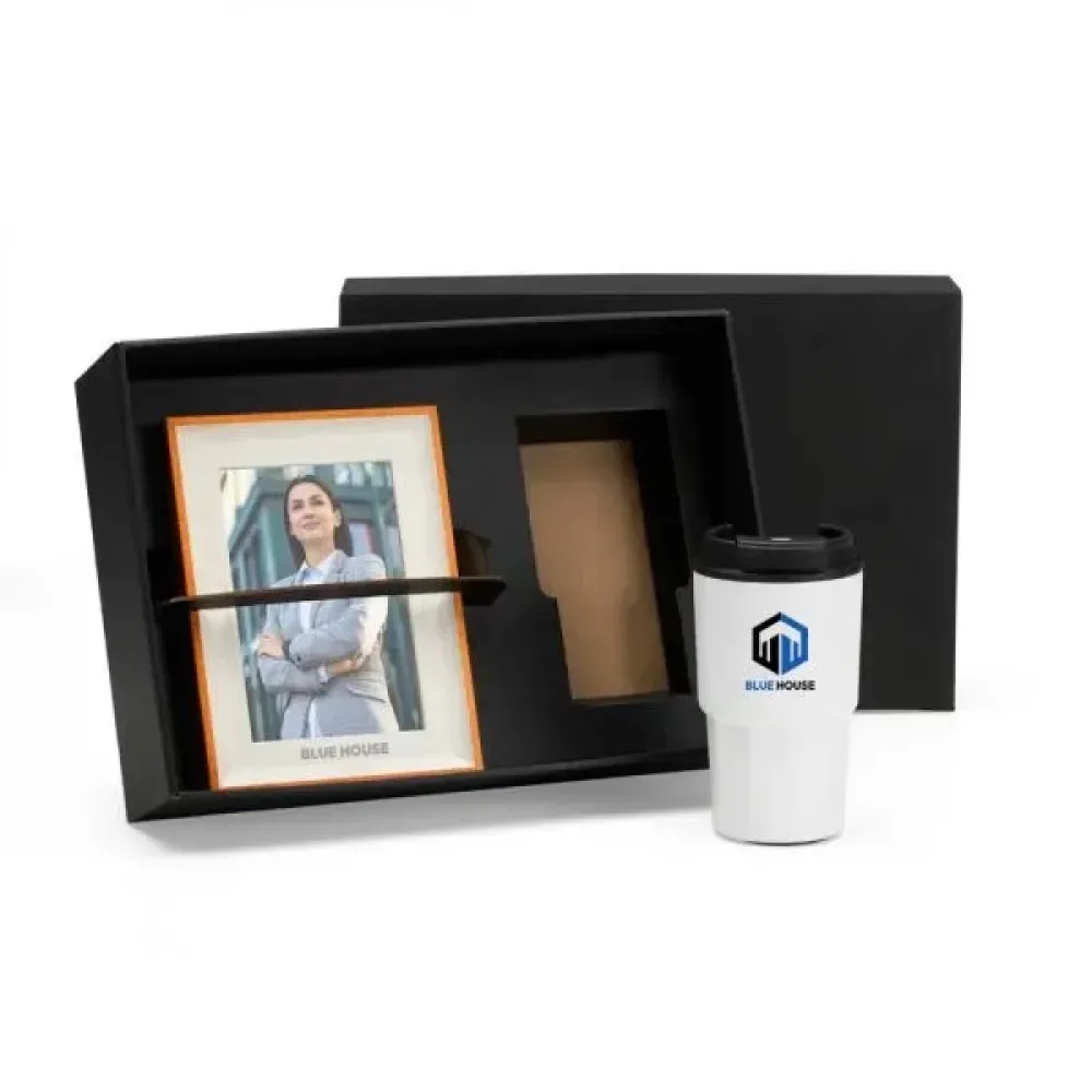 KIT COPO TÉRMICO E PORTA RETRATO - 2 PÇS