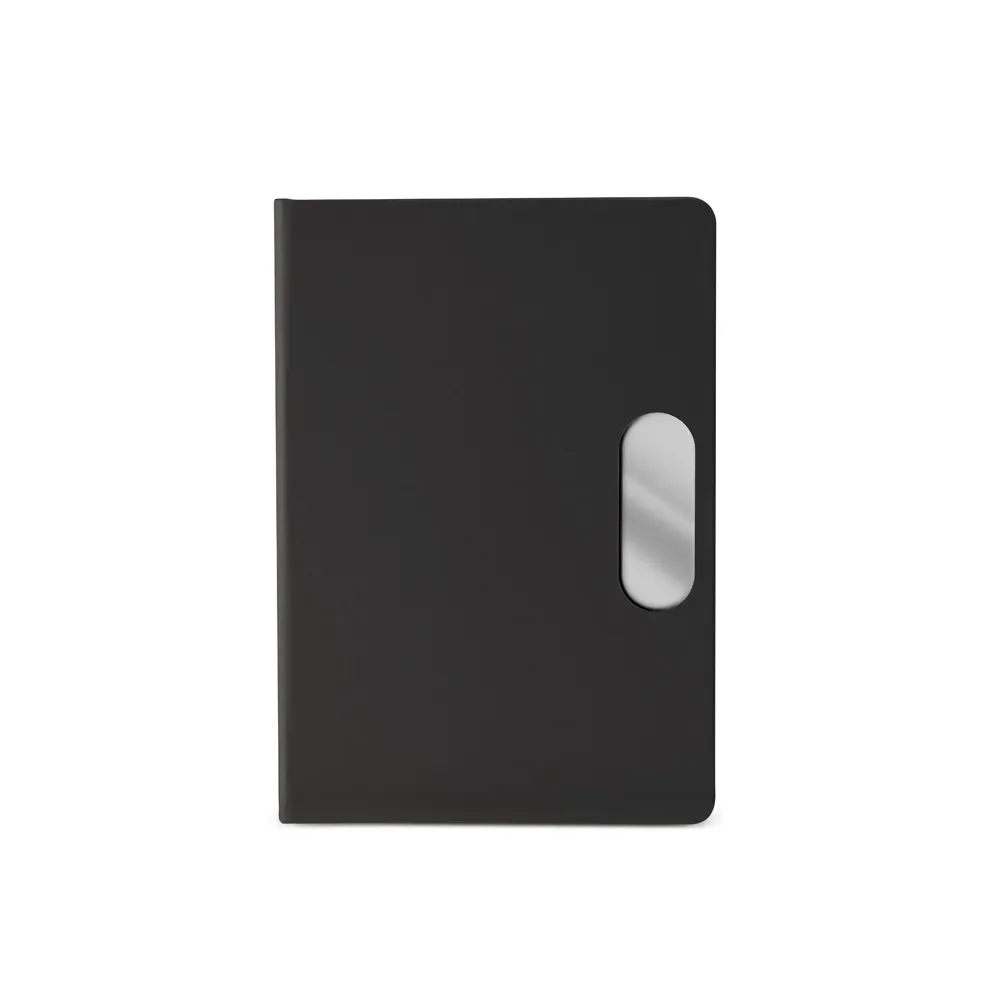 Caderno em PU com placa em metal