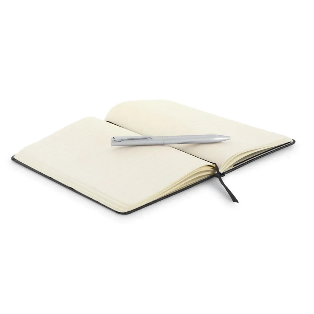 MORAES. Kit de caderno e esferográfica. Caderno com 160 páginas pautadas e esferográfica com escrita em azul