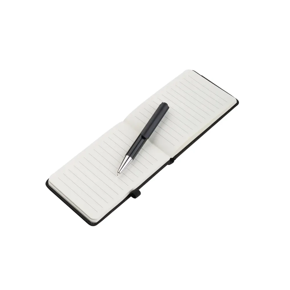Mini caderno A6 em RPET com caneta