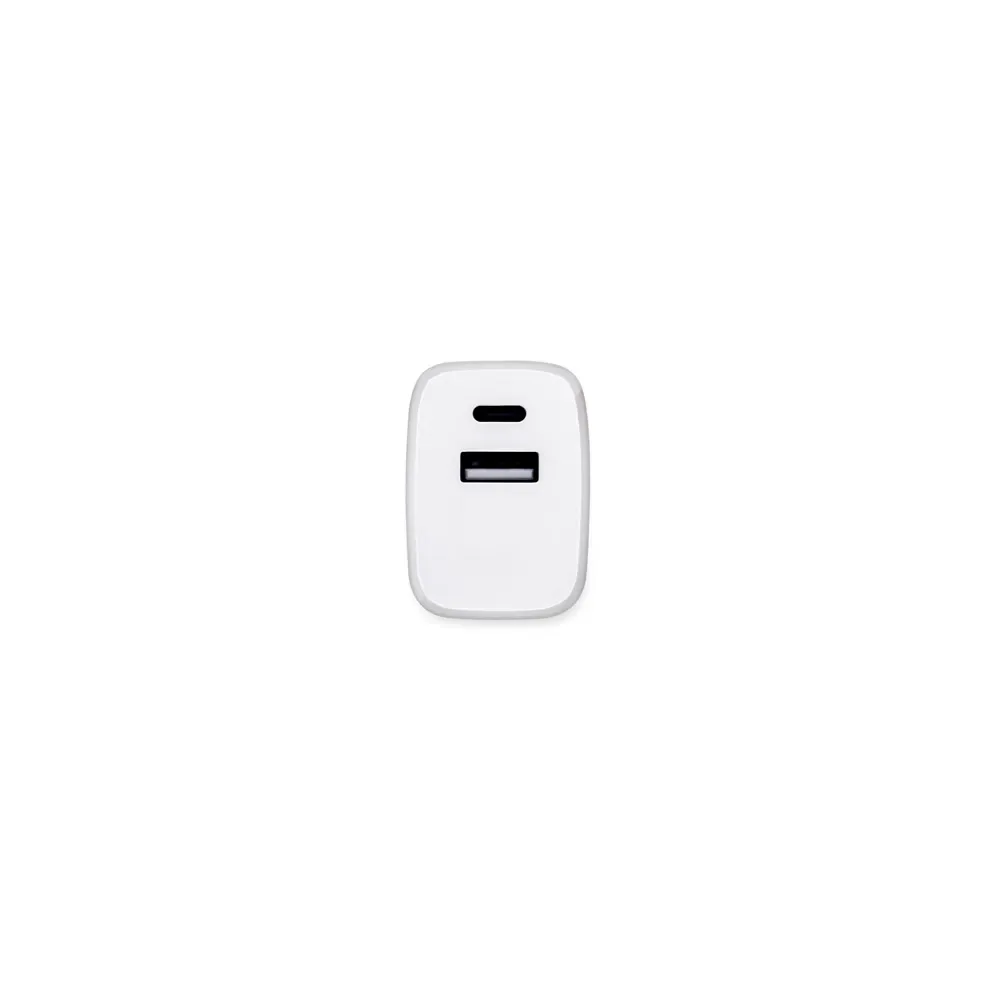 WEGENER. Adaptador de corrente com porta USB-A 18W e USB-C 20W em ABS 100% reciclado