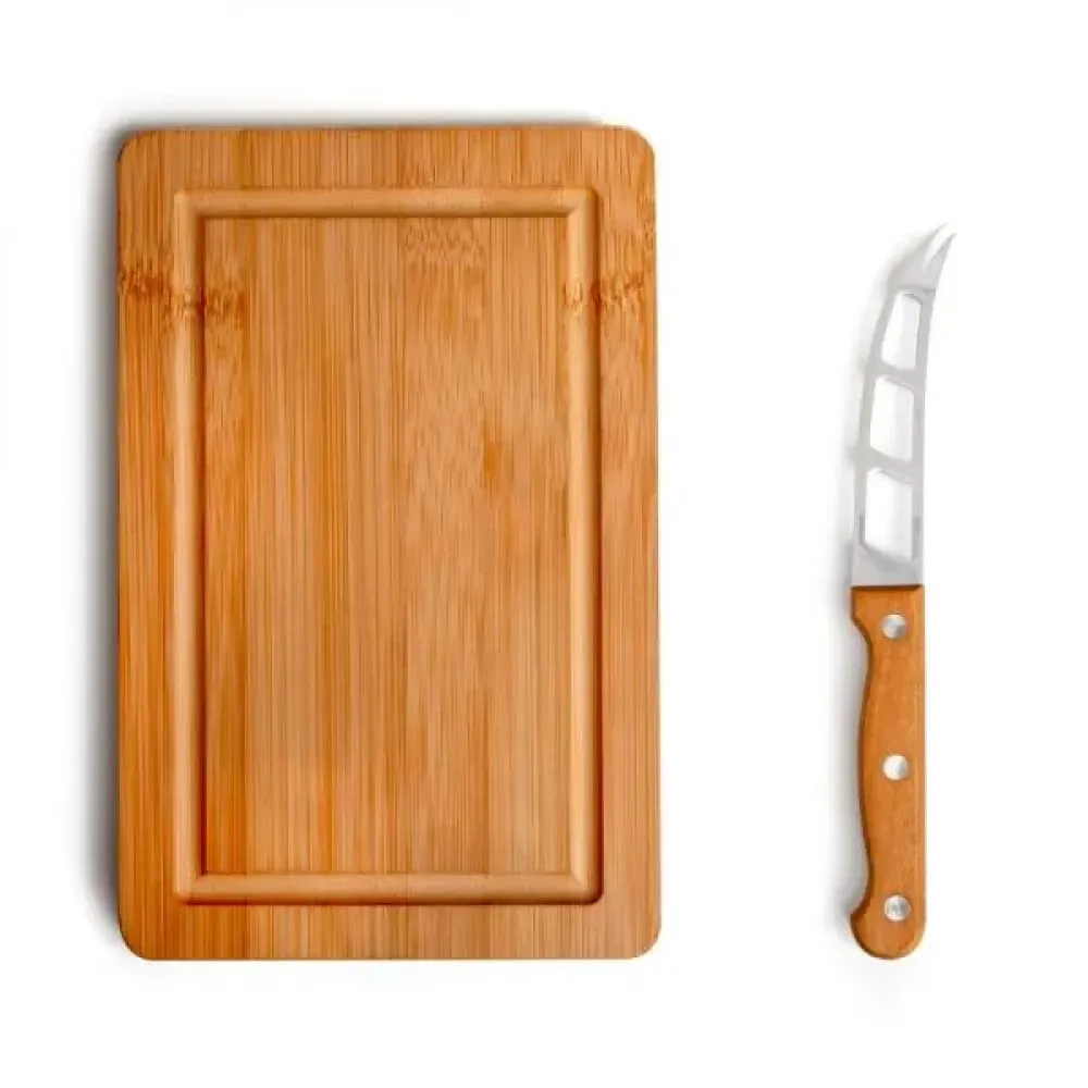 CONJUNTO PARA QUEIJO EM BAMBU/MADEIRA/INOX - 2 PÇS
