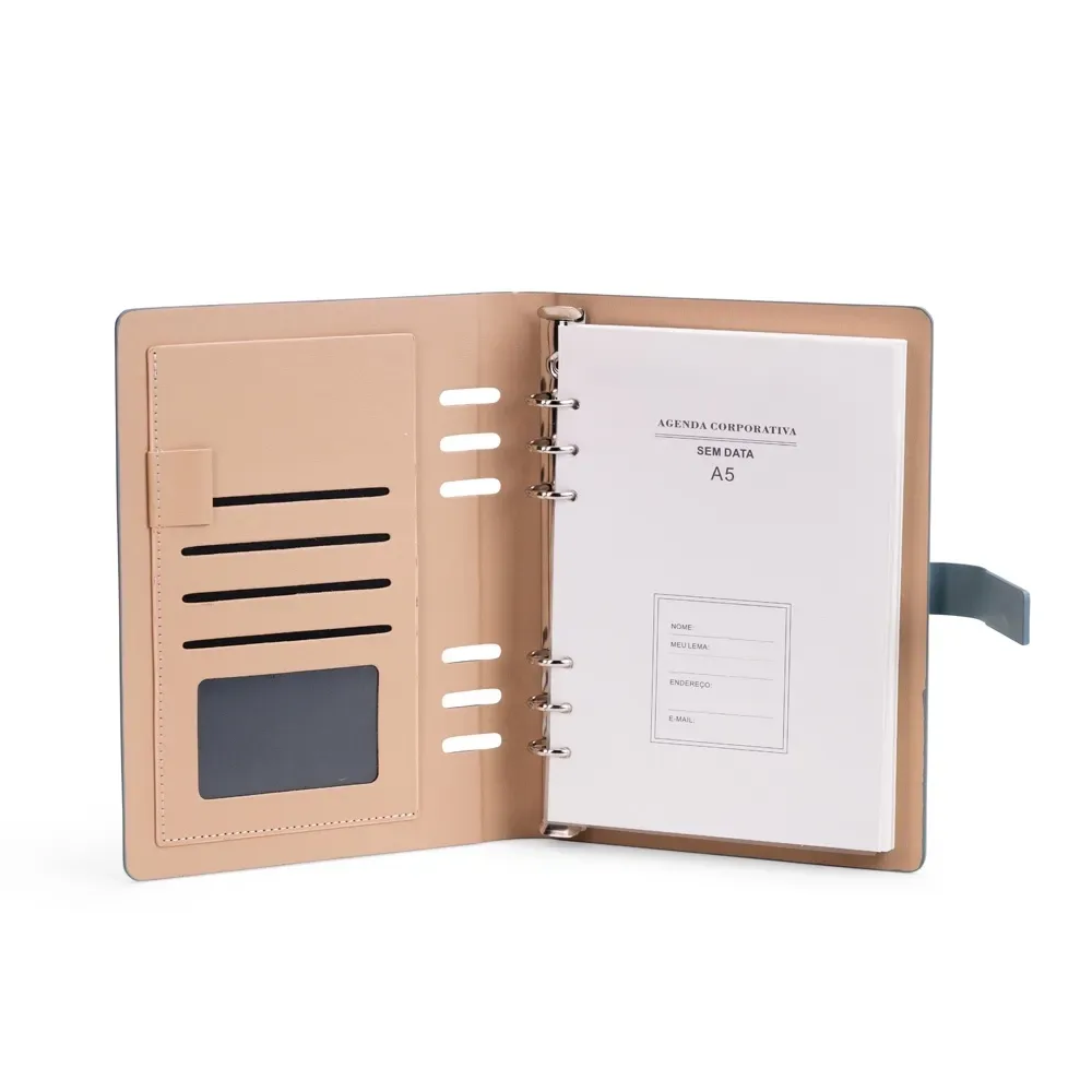 Caderno Fichário Couro Sintético