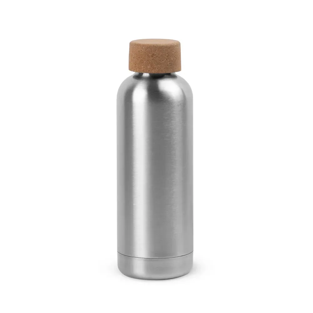 DALEY. Squeeze em aço inox de parede simples, com tampa em cortiça 760 mL