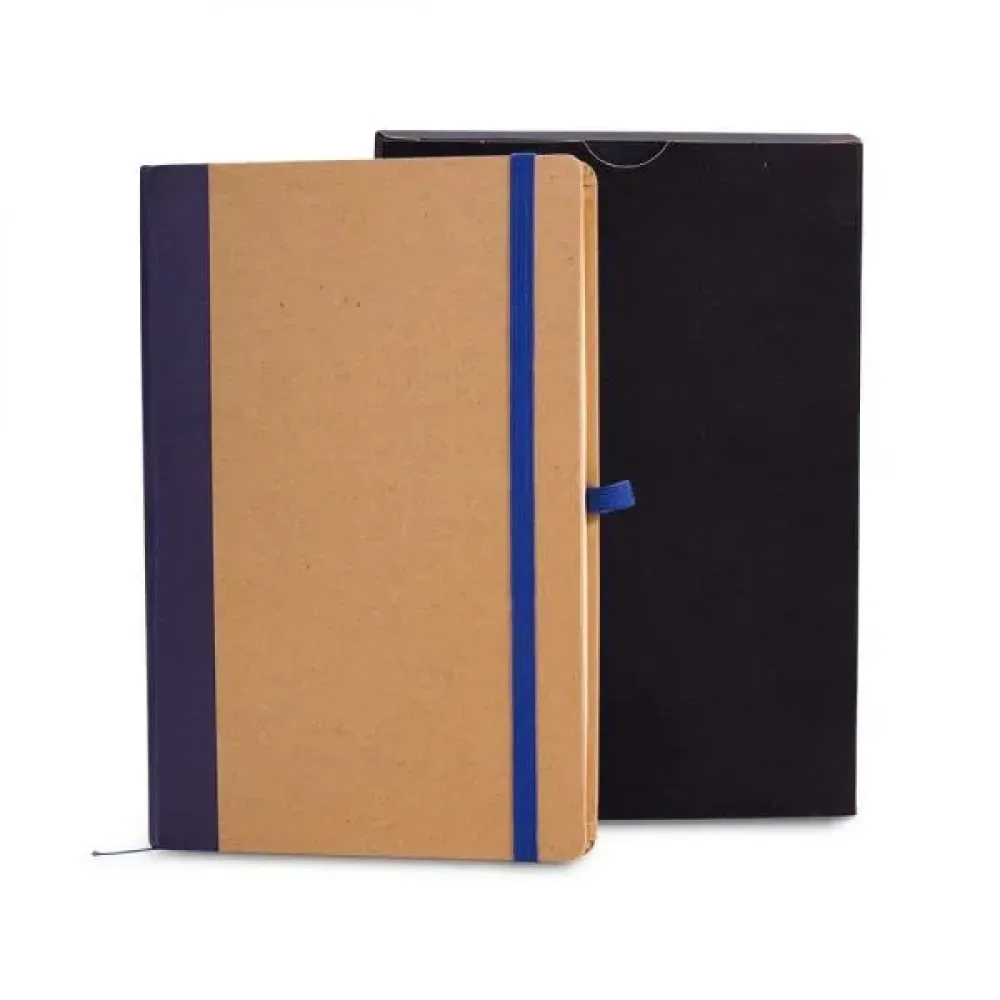 CADERNETA S/ PAUTA - 14X21CM - BEGE/AZUL