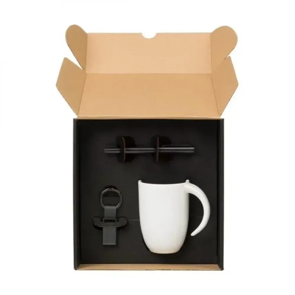 KIT CANECA, CANETA E CHAVEIRO - 3 PÇS