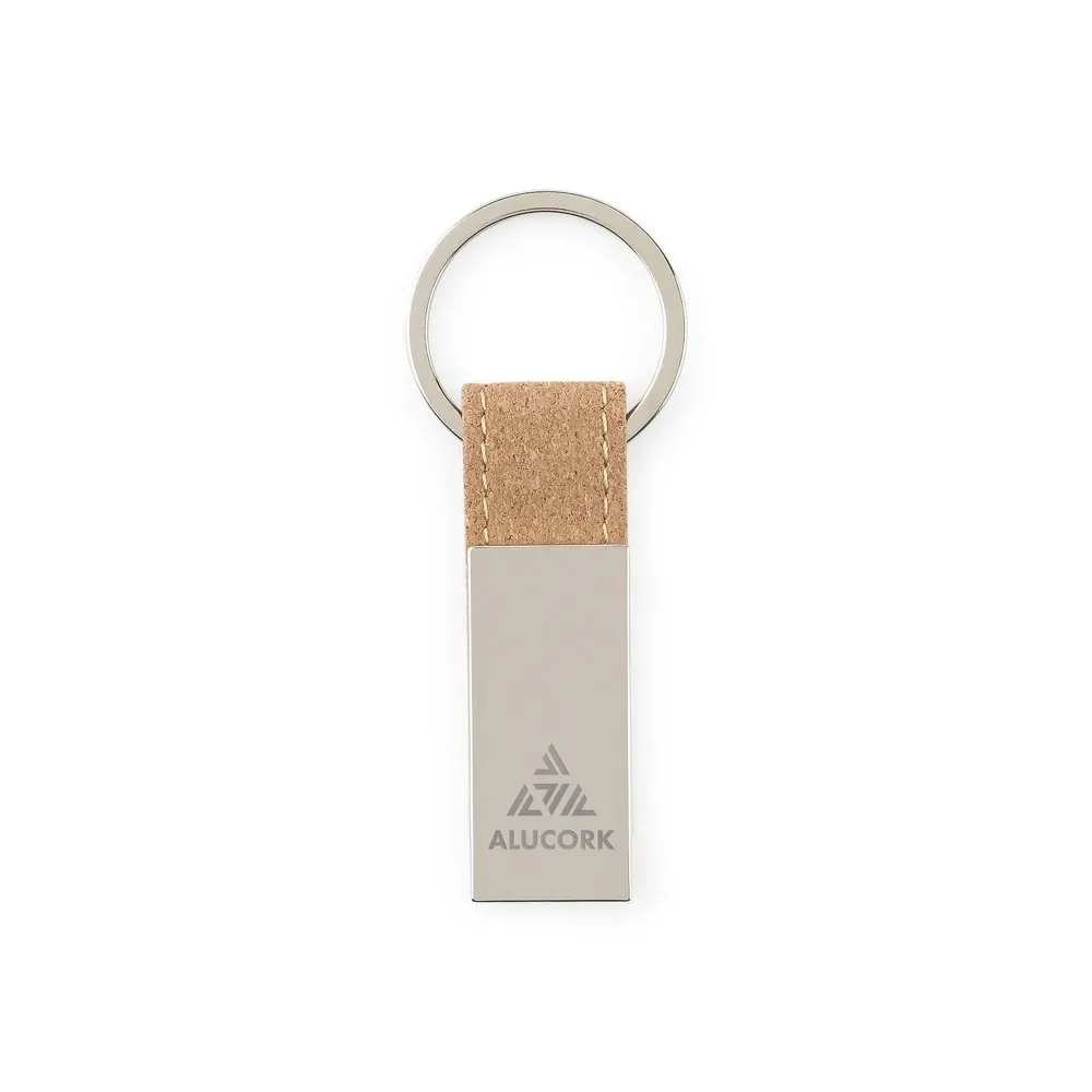 GOSLING. Conjunto composto por um porta-cartões e chaveiro, ambos em metal e cortiça