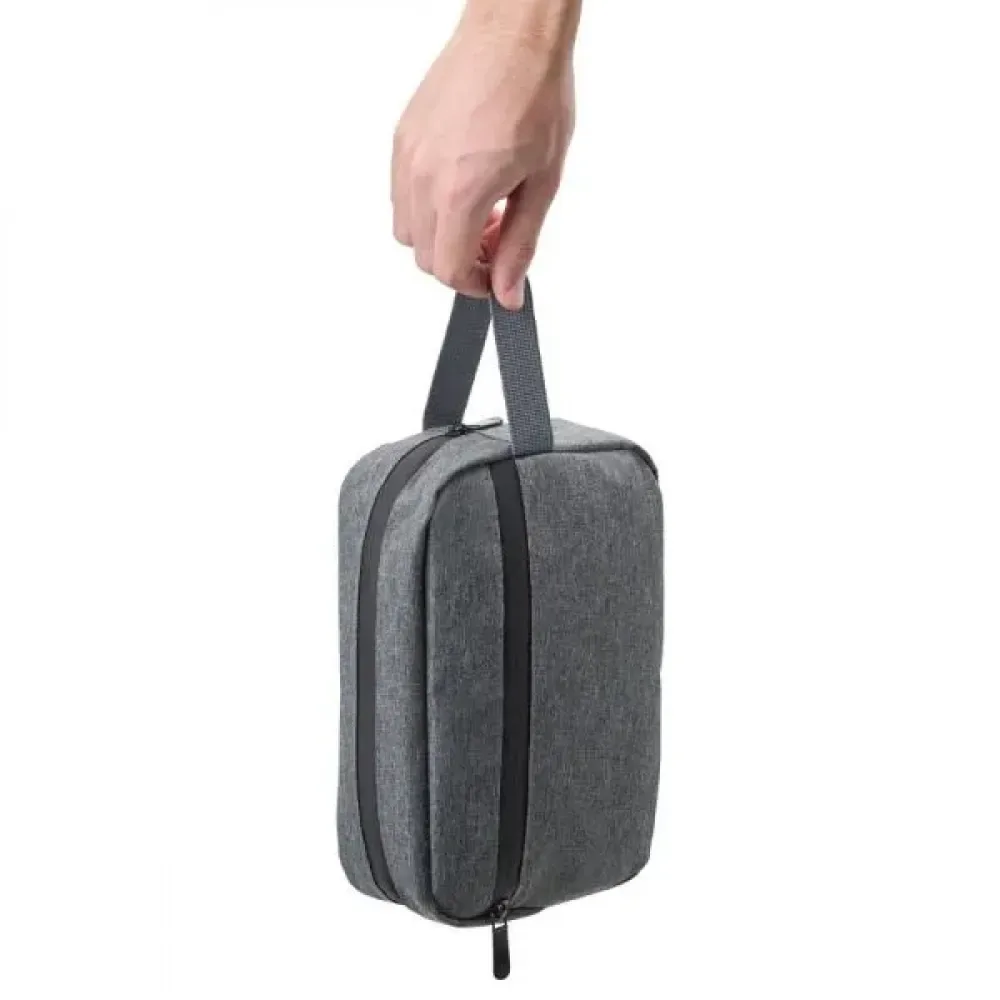 NECESSAIRE EM POLIESTER 300D - MELANGE CINZA