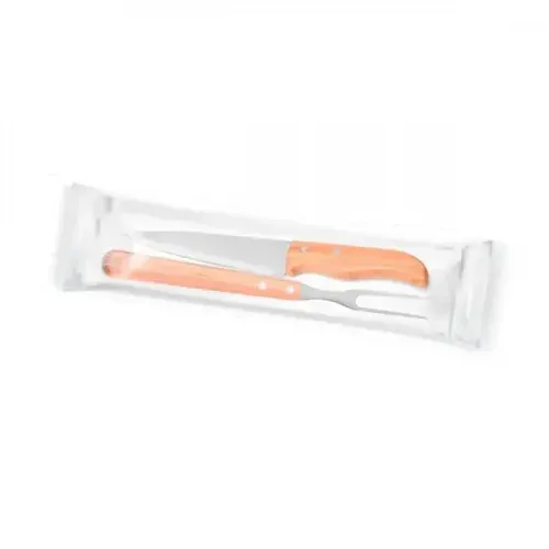 KIT DE GARFO E FACA 7   EM BAMBU / MADEIRA / INOX - 2 PÇS