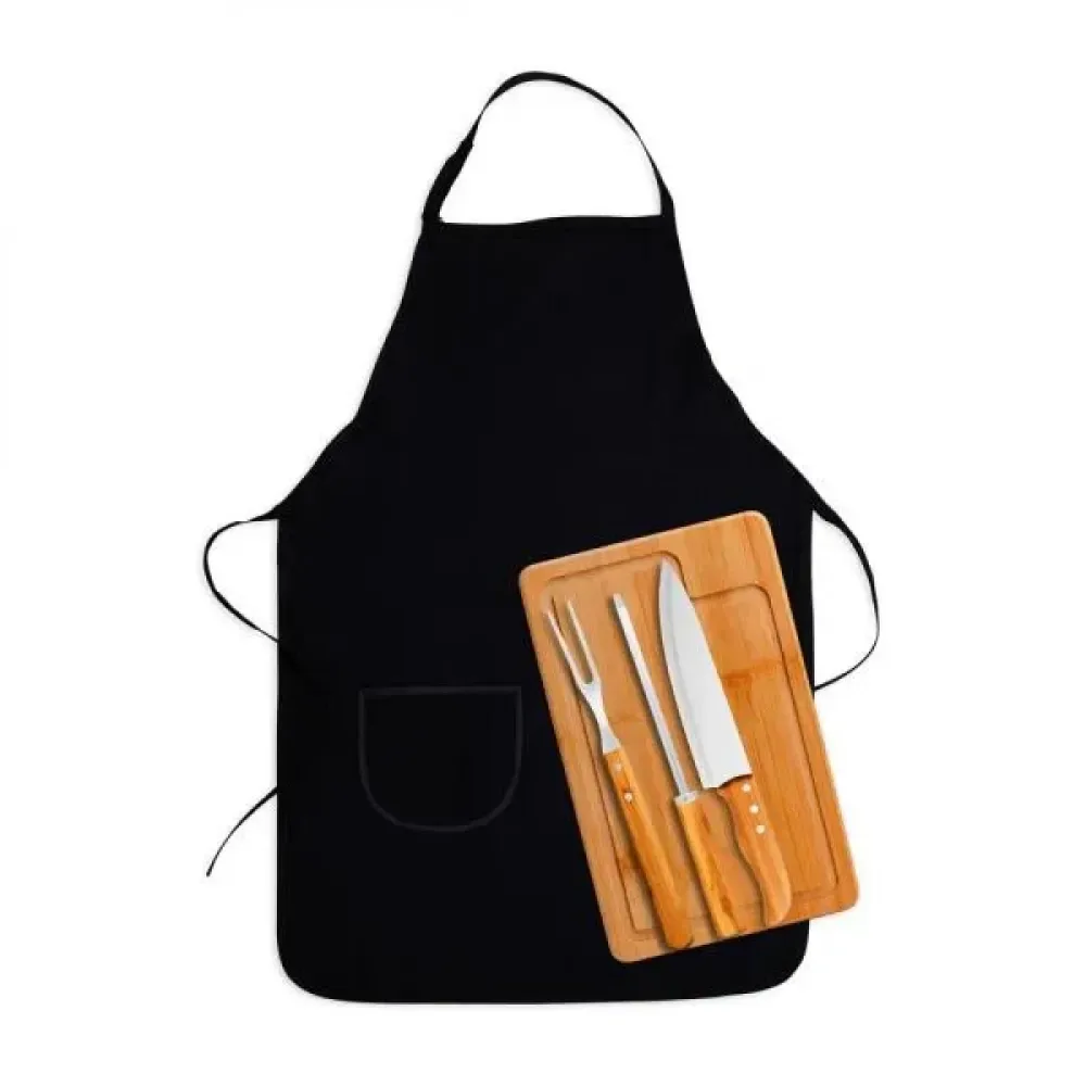CONJ. PARA CHURRASCO EM BAMBU / MADEIRA / INOX TEXAS - 5 PÇS