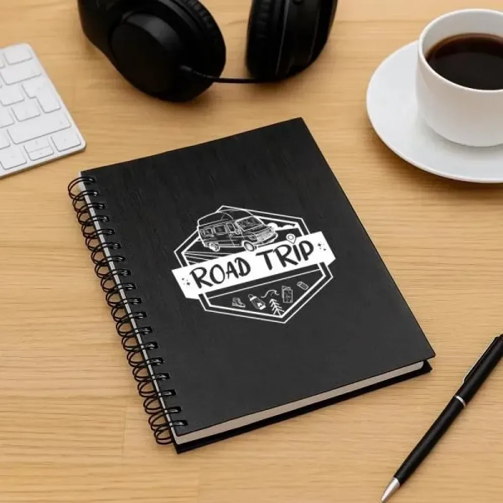 CADERNO PAUTADO COM WIRE-O - PRETO - 23,5X18CM - 100 FLS