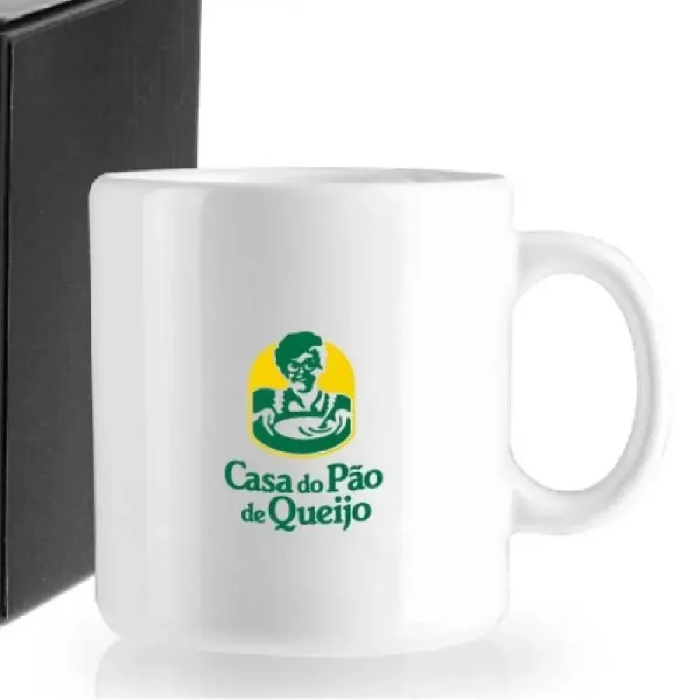 CANECA EM CERÂMICA BRANCA 270 ML COM CAIXA