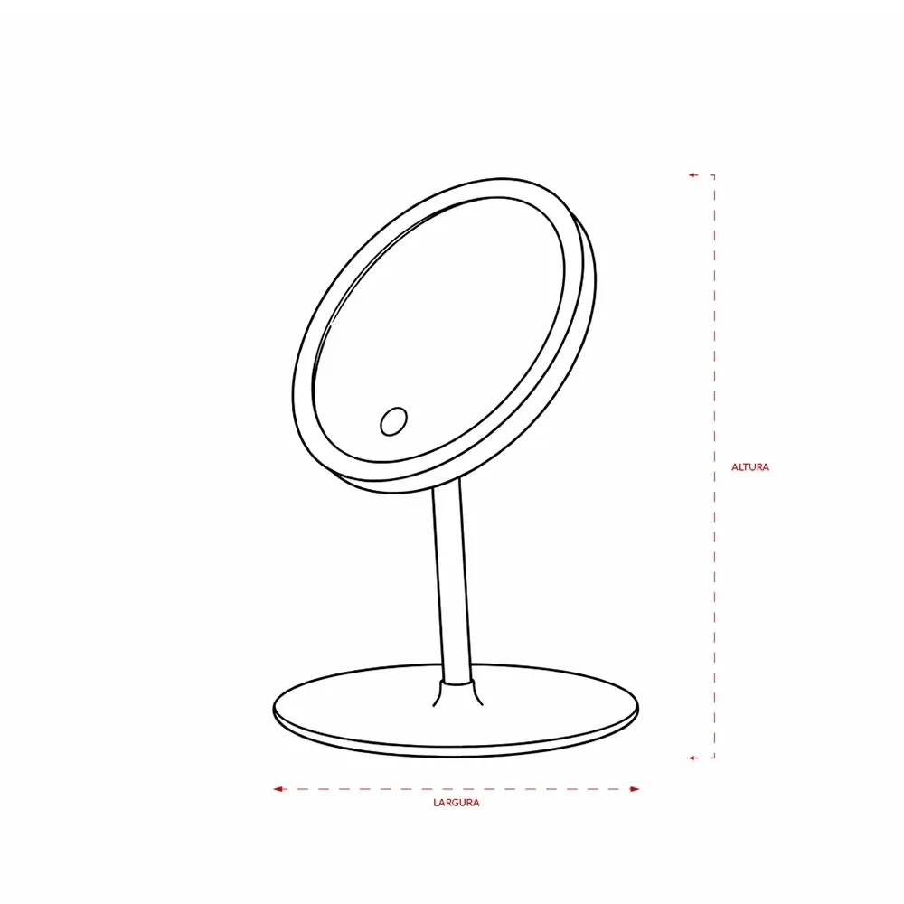 Espelho de Mesa Plástico com LED