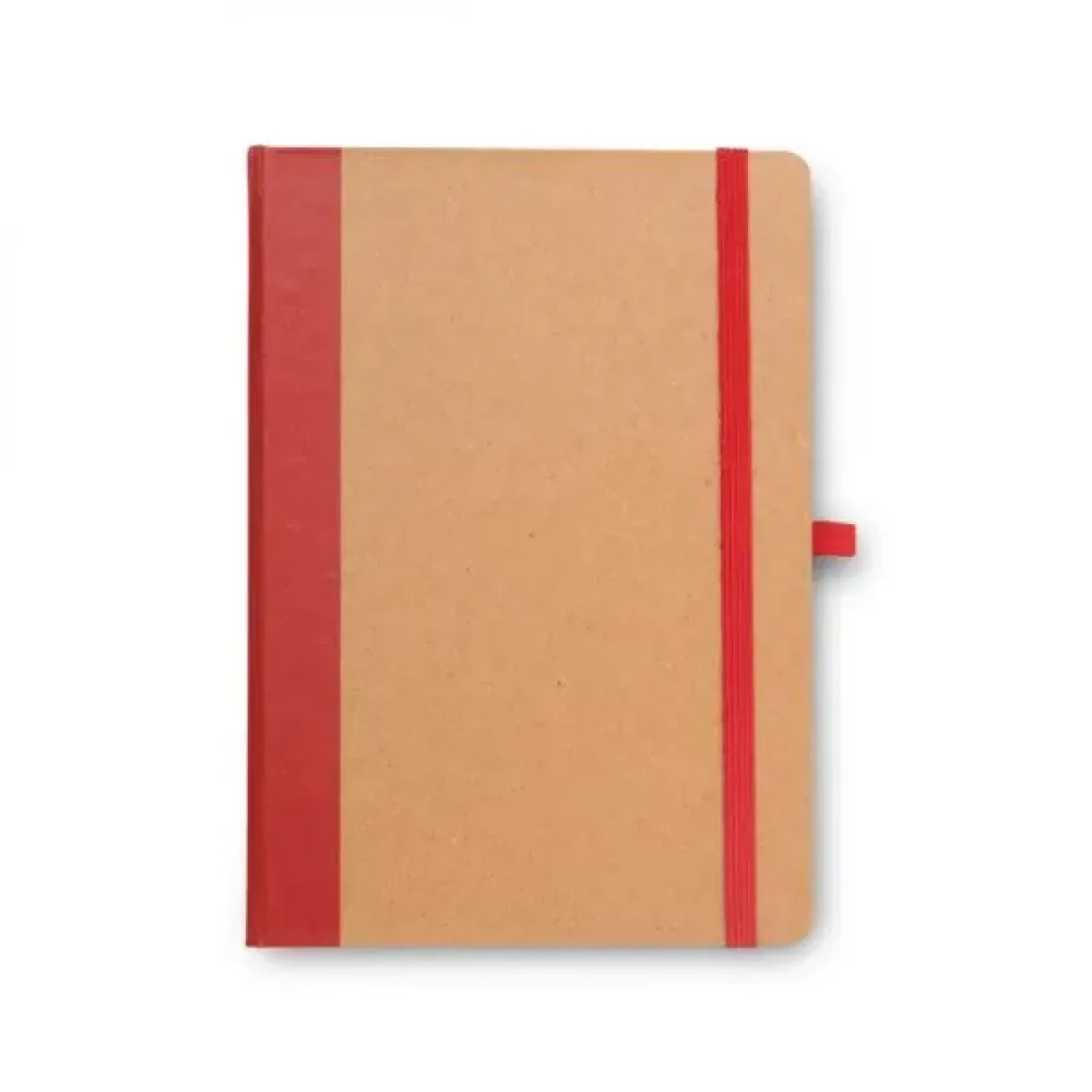CADERNETA S/ PAUTA - 14X21CM - BEGE/VERMELHO