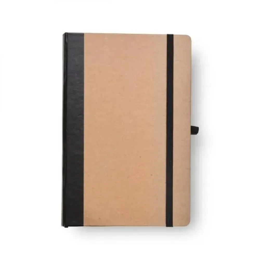 CADERNETA S/ PAUTA - 14X21CM - BEGE/PRETO