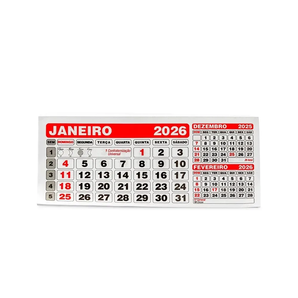 Folhinha Calendário 2026