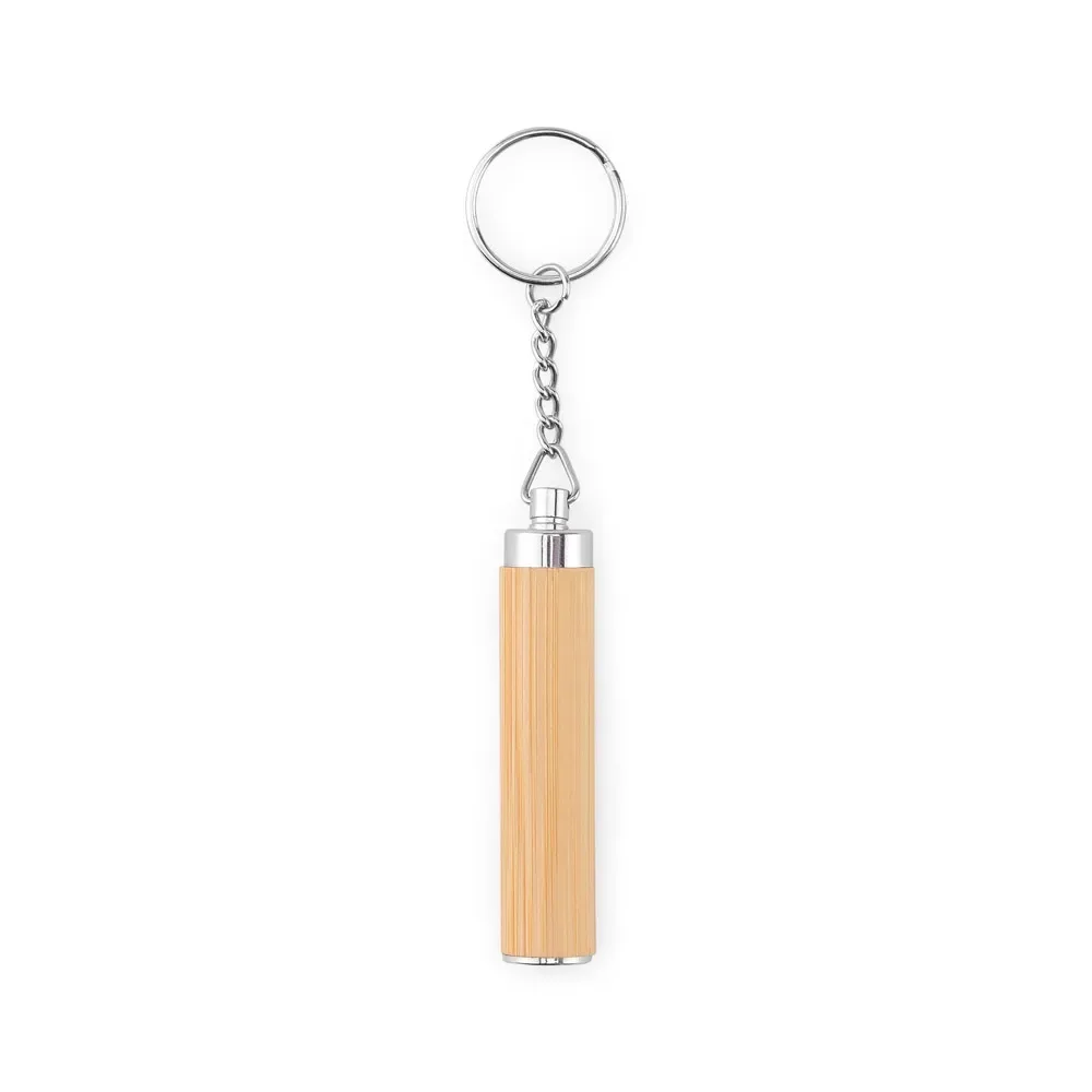RACHEL. Chaveiro em bambu e ABS com lanterna LED