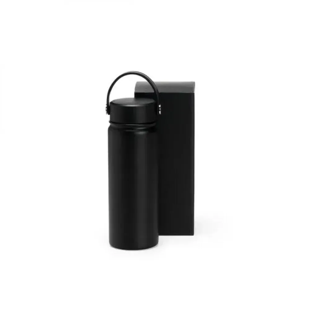 GARRAFA DUPLA CAMADA NA COR PRETA - 550 ML