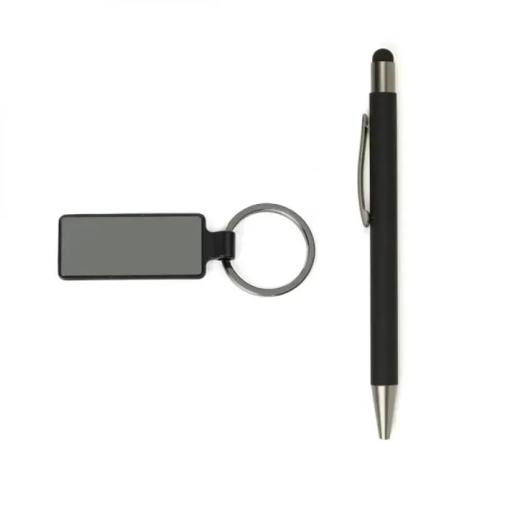 CANETA CHAVEIRO EM METAL RETANGULAR