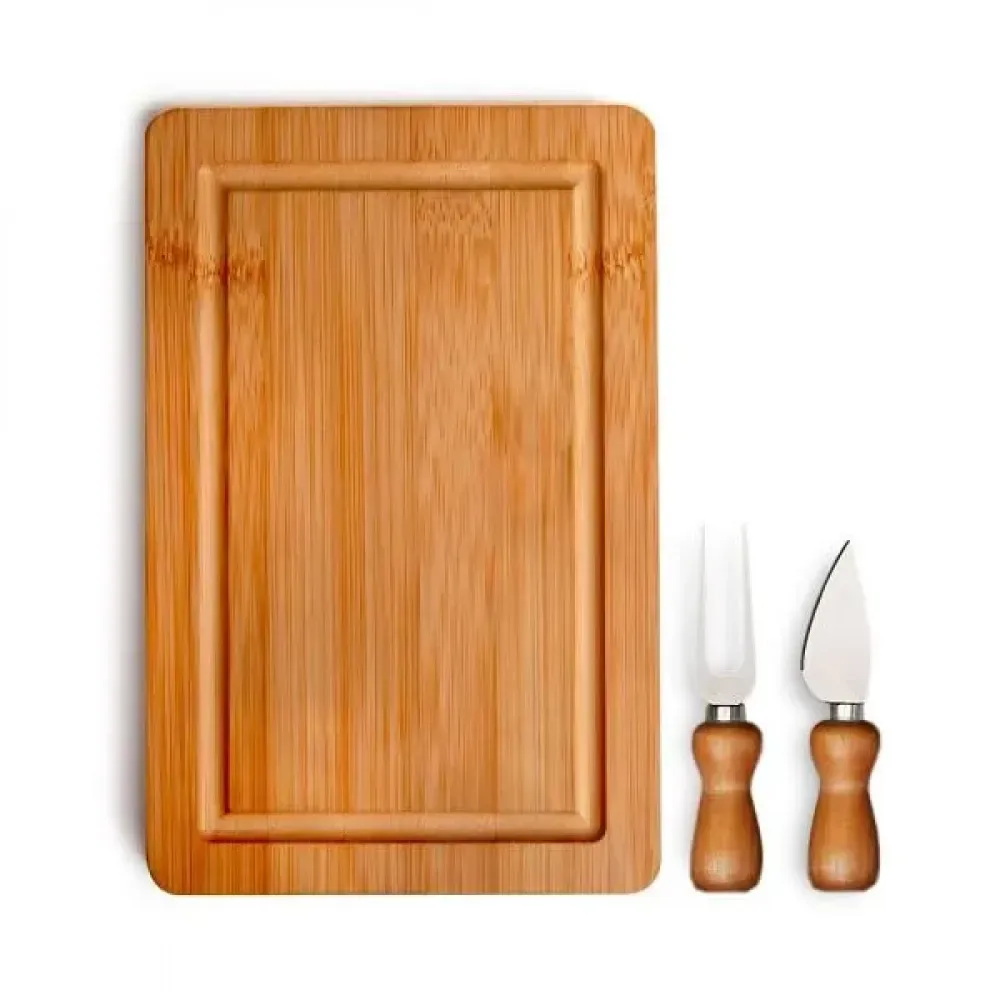 CONJUNTO PARA QUEIJO EM BAMBU/INOX - 3 PÇS