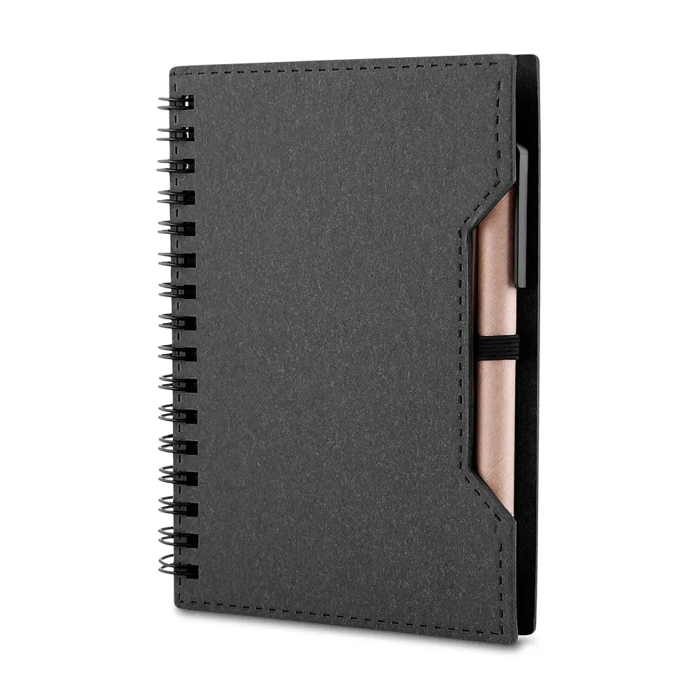 Caderno A6 capa em papelão reciclado com caneta