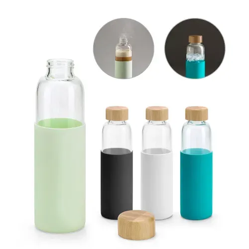 DAKAR. Squeeze em vidro borossilicato com tampa em bambu 600 mL
