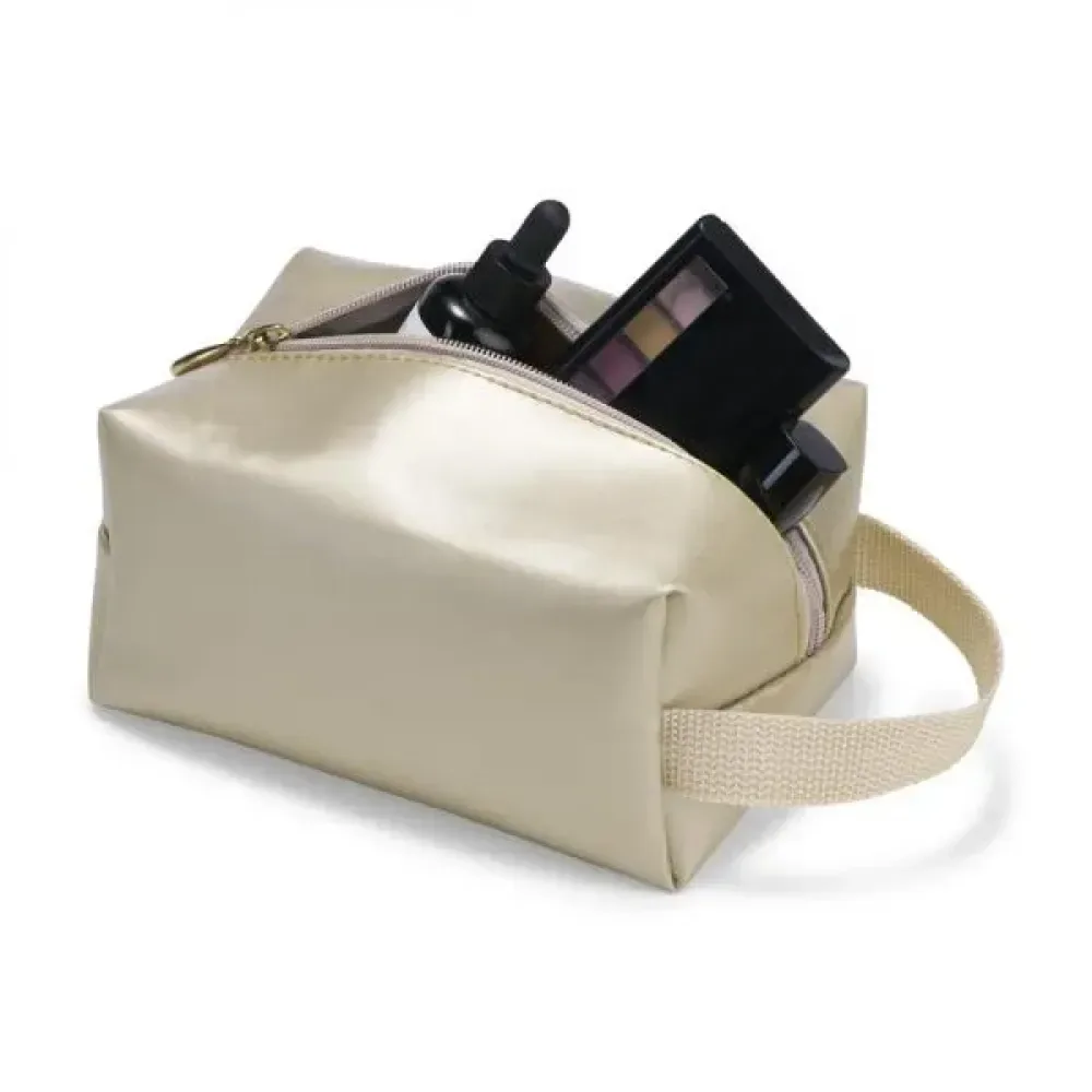 NECESSAIRE C/ ALÇA EM MATERIAL SINTÉTICO - CHAMPANHE