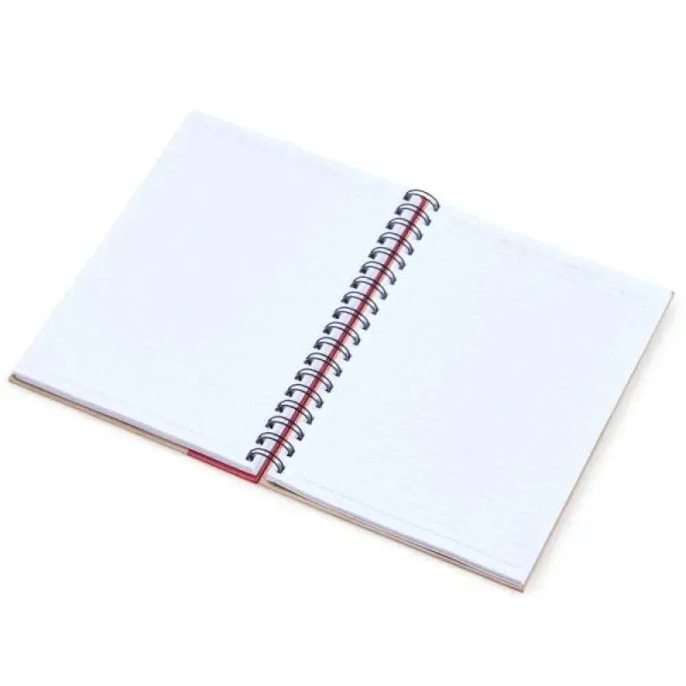 CADERNO PAUTADO COM WIRE-O - 23X18CM - BEGE/VERMELHO