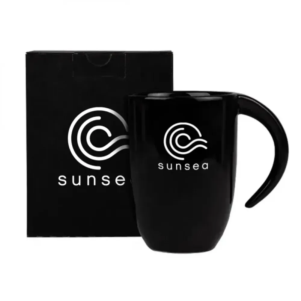 CANECA EM CERÂMICA PRETA - 350ML