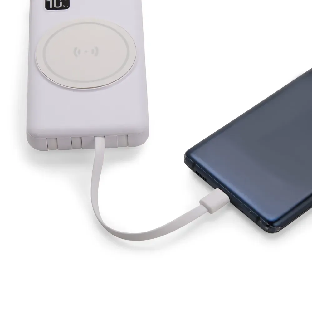 Power Bank 10.000mAh com Carregamento via Indução ou via Cabo
