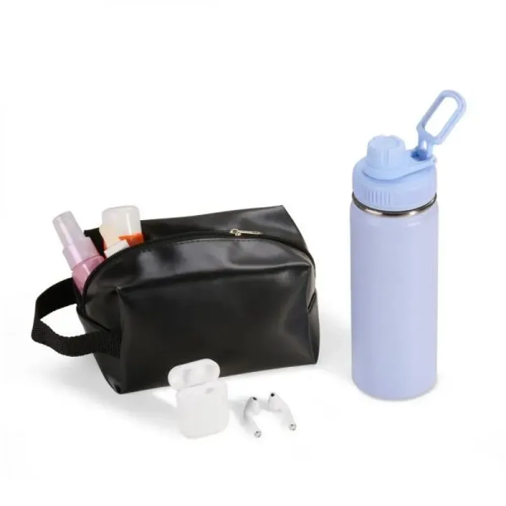 KIT GARRAFA, NECESSAIRE E FONE - 3 PÇS