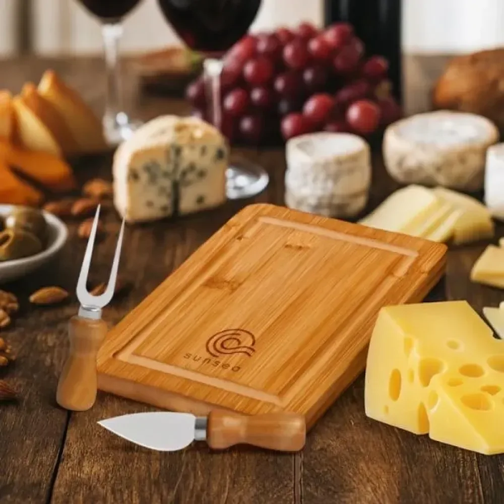 CONJUNTO PARA QUEIJO EM BAMBU/INOX - 3 PÇS