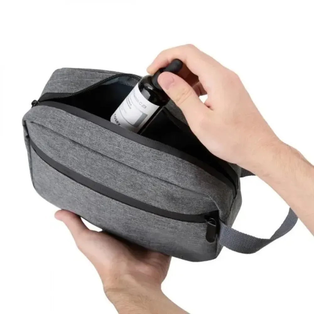 NECESSAIRE EM POLIESTER 300D - MELANGE CINZA