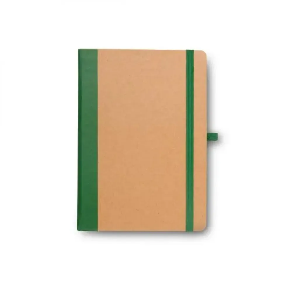 CADERNETA S/ PAUTA - 12,2X17CM - BEGE/VERDE