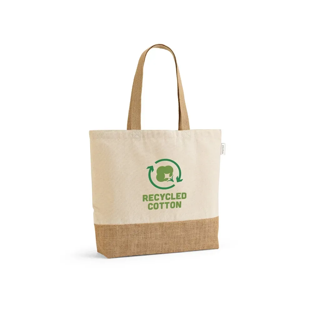 MALDIVAS CASUAL. Sacola em 70% algodão reciclado e 30% poliéster reciclado (220 g/m²) com base em juta