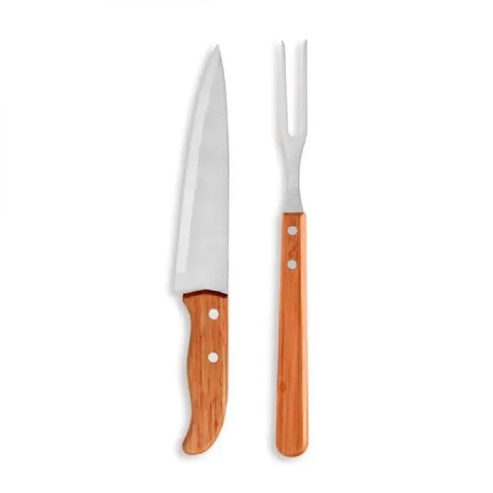 CONJ. DE GARFO E FACA 7   EM BAMBU / MADEIRA / INOX SPECIAL LINE - 2 PÇS