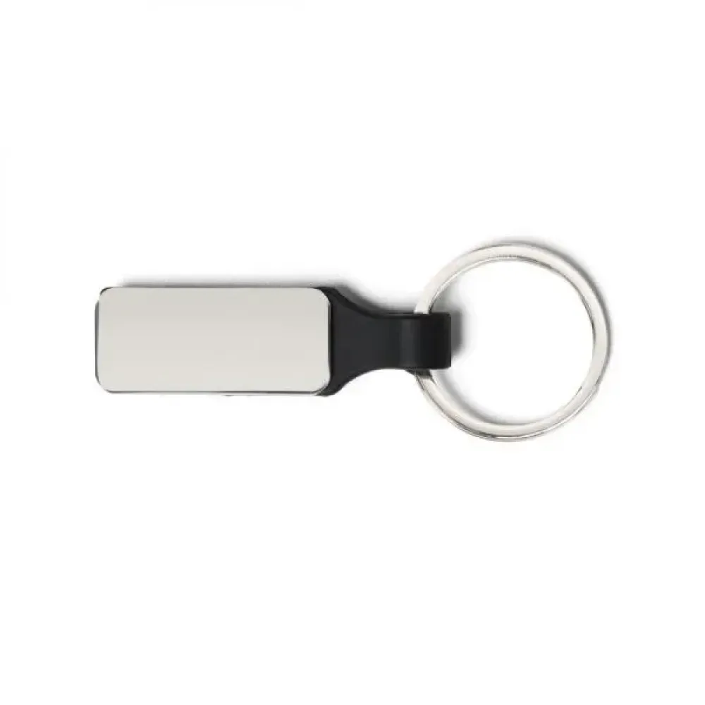 CHAVEIRO EM METAL/PU - PRATA/PRETO