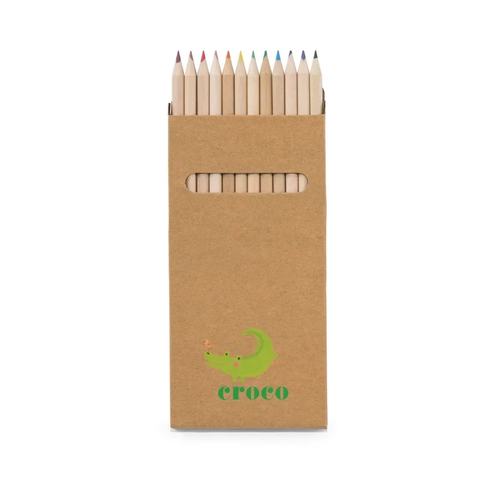 CROCO. Caixa de cartão com 12 lápis de cor