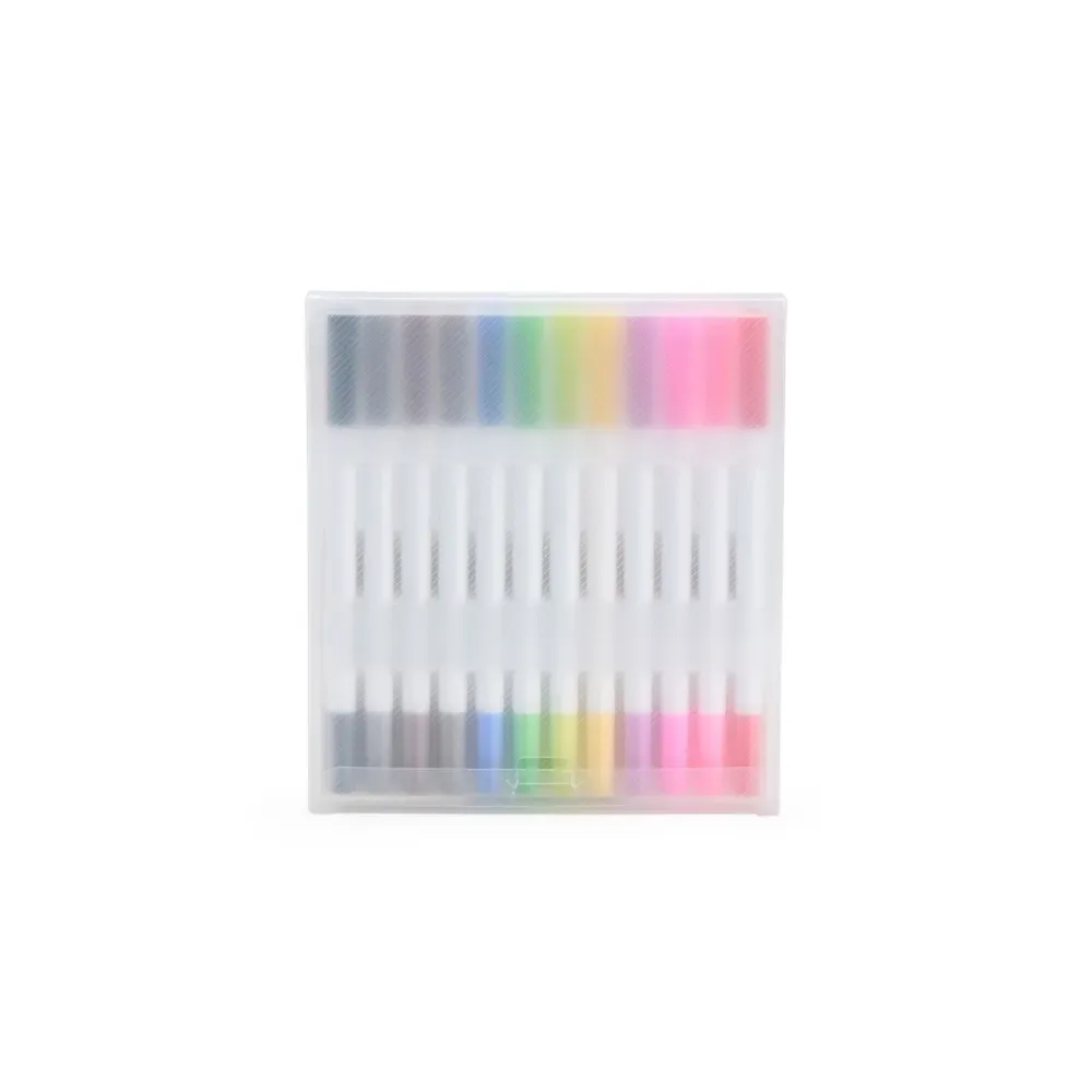 Kit Canetinhas Ponta Dupla Com 12 Cores