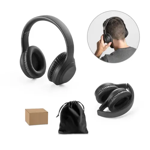 BETTENCOURT. Fones de ouvido wireless dobráveis em ABS 100% reciclado com ANC e autonomia de 15h