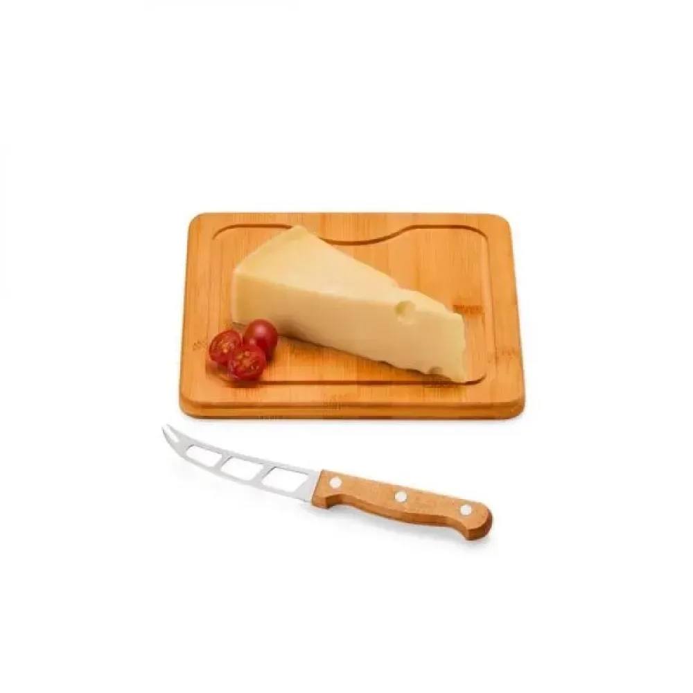 CONJUNTO PARA QUEIJO EM BAMBU/MADEIRA/INOX - 2 PÇS