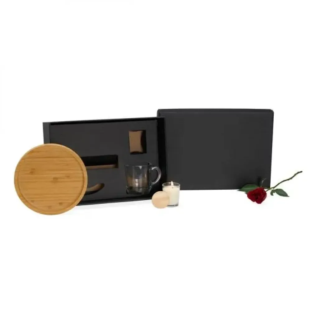 KIT PARA CAFÉ COM VELA AROMATIZADA - 3 PÇS