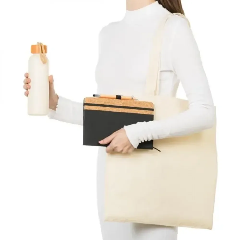 KIT SACOLA, GARRAFA, CADERNO E CANETA - 4 PÇS