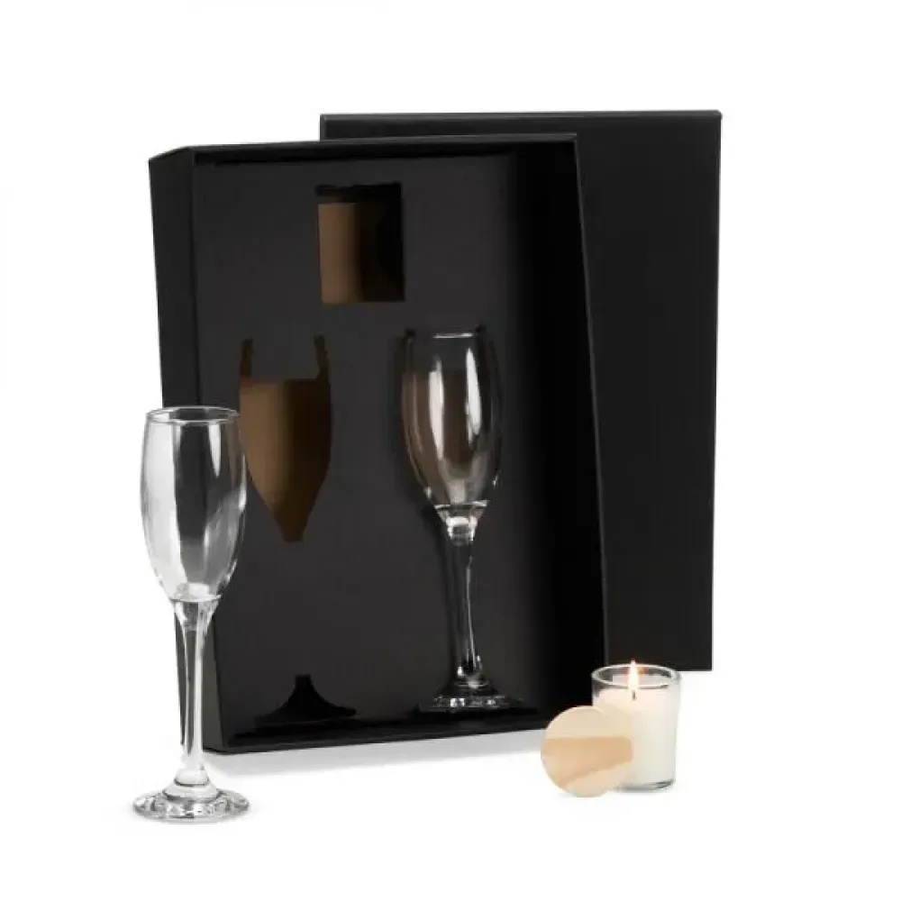 KIT TAÇAS E VELA AROMATIZADA - 3 PÇS
