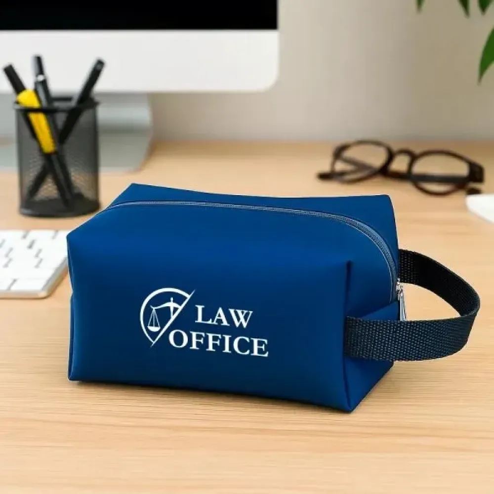 NECESSAIRE C/ ALÇA EM MATERIAL SINTÉTICO - AZUL